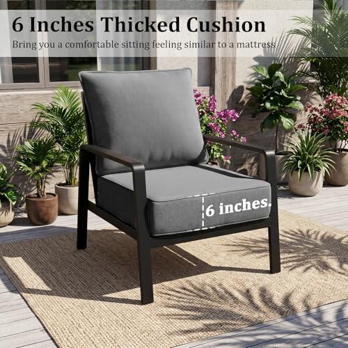 Image of 6 inch Thick Outdoor Chair Cushions, 22 x24 Inch Patio Furniture Cushions with Water Resistant & Removable Cover, UV Resistant, 30D High Density Sponge Patio Cushion