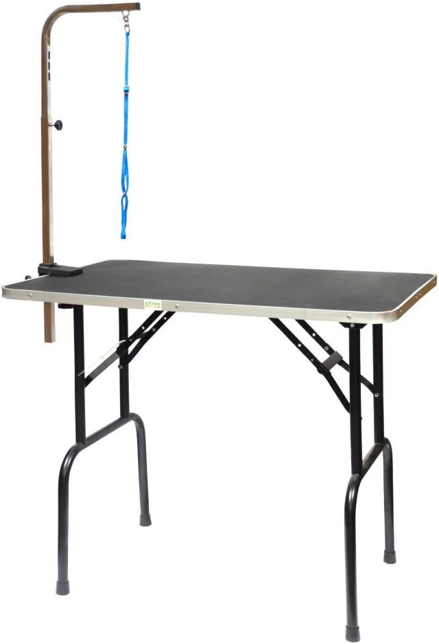 Go Pet Club 42 Inch Black Dog Grooming Table with Adjustable Arm