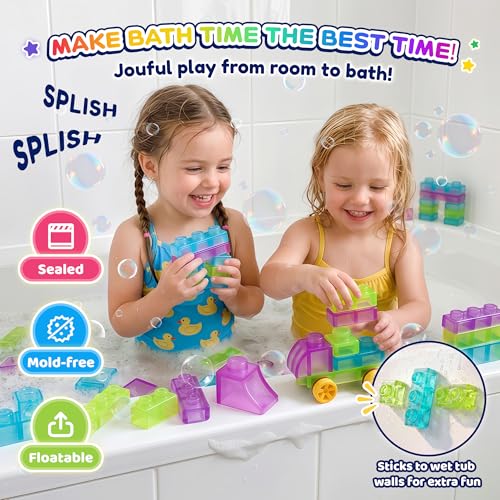 Image of 57PCS Soft Glow in The Dark Building Blocks for Toddlers, Dream City | Preschool Educational Creative Play, Montessori Squeezable, Stretchable Early Learning Construction Playset, Puzzle Blocks