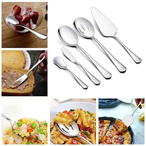 LIANYU 41-Piece Silverware Set with Steak Knives and Serving Utensils, Stainless Steel Flatware Cutlery Set Service for 6, Eating Utensil for Home Party Wedding, Dishwasher Safe, Mirrored Finish