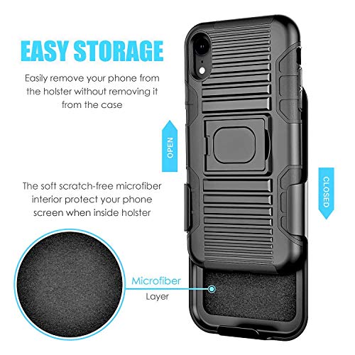 Stronden Holster Case For Iphone Xr Belt Case - Holster Case Belt Clip (Rubberized Grip) Slim Fit Protective Cover With Kickstand, Combo Shell Holder For Iphone Xr (Black) #TOP3