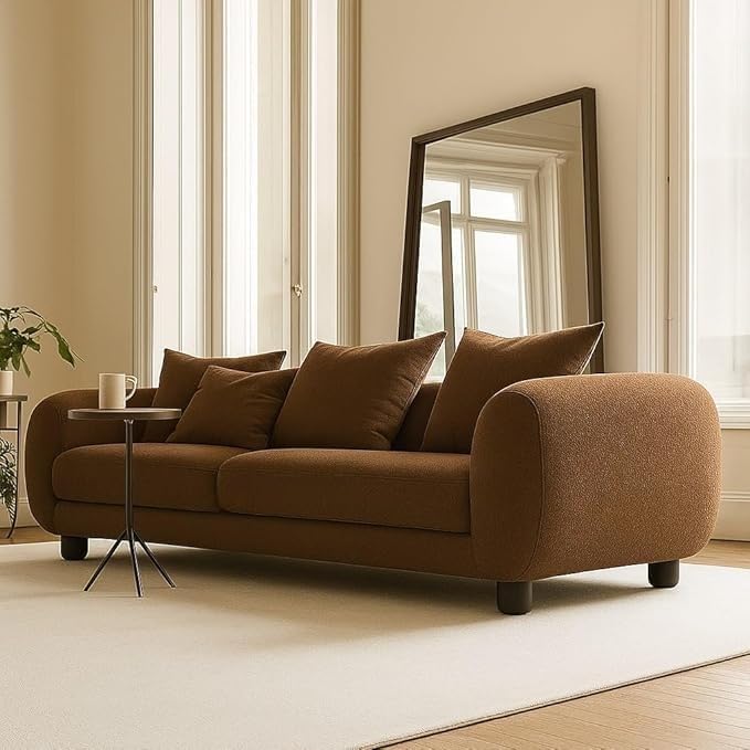 Image of Luxury Velvet Contemporary Sectional Sofa Set with Chaise Lounge & Cushions - Perfect for Living Room, Guest Room & Office (1, Brown)