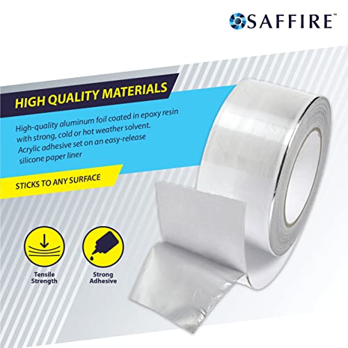 Image of Saffire Heavy Duty HVAC Professional Aluminum Foil Tape 3-inch x 150 feet - Hot and Cold Air Ducts, Insulation and More (6 Pack)