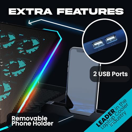 KLIM V14 Gaming Laptop Cooling Pad with 14 Fans + Gaming Laptop Cooler + Stable RGB Laptop Stand with Fan + Compatible up to 17 Inches + 2 USB... - Image 6