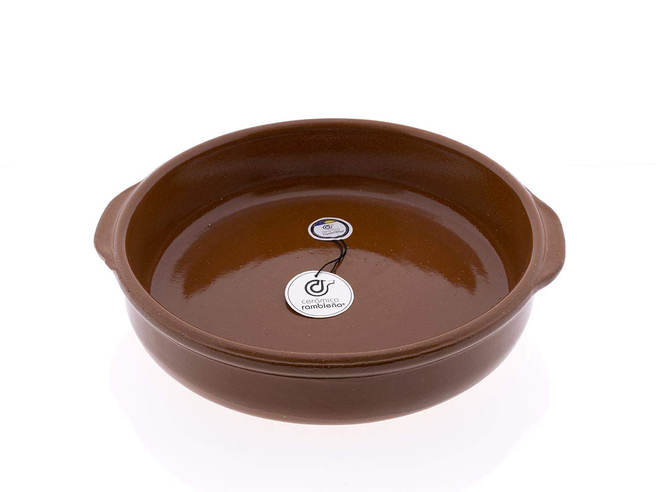 CERÁMICA RAMBLEÑA | Cazuela Refractaria para Fuego Directo y Horno | Cerámica Tradicional 32 cm 36.5x34.5x6.5 cm