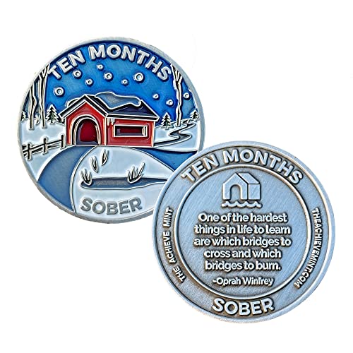 Image of The Achieve Mint 10 Months Sober Token | Ten Month Sober Chip | Non-AA Gift, Non-Religious Medallions for Men and Women Celebrating Sobriety