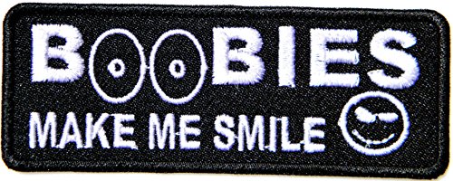 BOOBIES MAKE ME SMILE Funny Motorcycles Outlaw Hog MC Biker Rider Hippie Punk Rock Jacket T-shirt Patch Sew Iron on Embroidered Sign Badge
