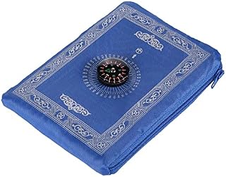 Pocket Travel Foldable Portable Waterproof Prayer Mat with Compass Blue