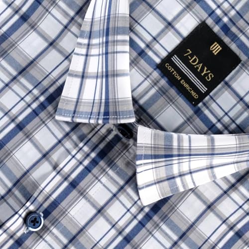 Image of 7-DAYS Men's Premium Checks Formal Shirt - Cotton Rich, Regular Fit, Full Sleeve, with Pocket, Wrinkle Resistant - Stylish Office & Everyday Wear.