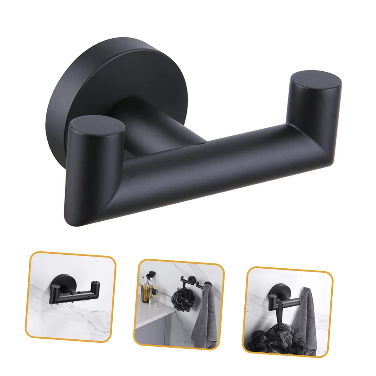 STOBAZA 3piezas Gancho Doble Para Toallas De Acero Inoxidable Soporte De Montaje Pared Para Baño y Cocina Diseño Resistente y Práctico Organizador De Toallas Espacio-ahorro