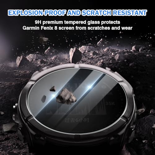 Image of 4 Pack Compatible for Garmin Fenix 8 51mm Screen Protector Privacy, 9H Tempered Glass Anti-peeping Protective Film for Fenix 8 Solar /Amoled & Fenix 7X Solar /Sapphire Solar 51mm Watch Film
