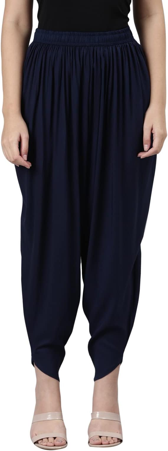 GoColors Women Solid Viscose Harem Dhoti Pants