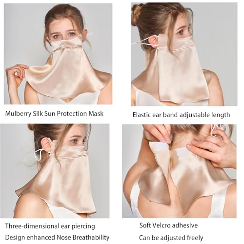 UPF 50+ Pure Silk Face Cover UV Protection Sunscreen Sun Protection Face Mask Reusable Sport Face Scarf Mask for Women3