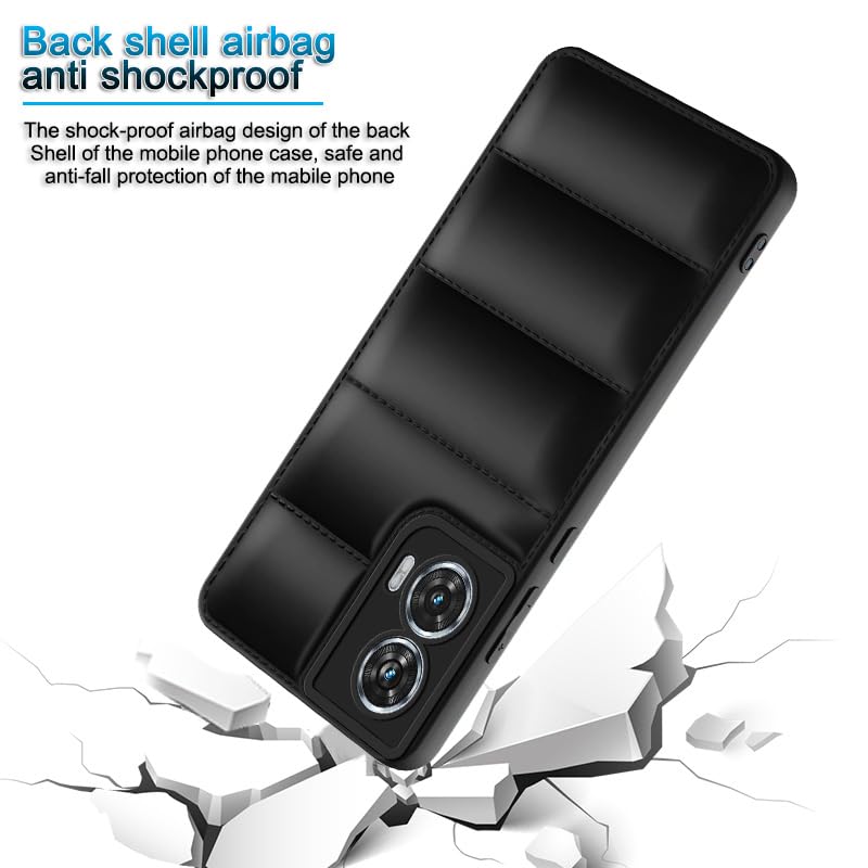 Image of Amazon Brand - Solimo Rubber Puffer Case Camera Protection Soft Back Cover for Motorola Moto Edge 50 Fusion - Black