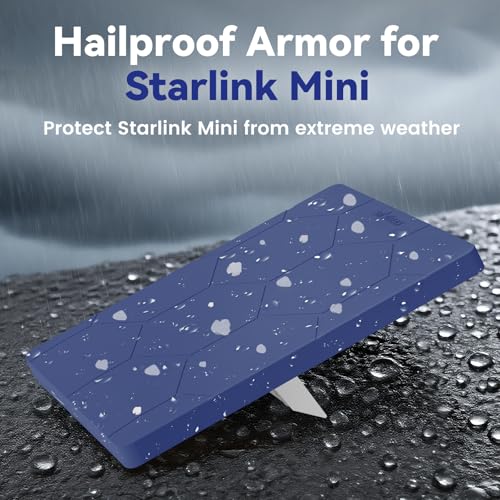 Image of Starlink Mini Protective Cover Case, Hailproof Liquid Silicone Protective Case for Starlink Mini Dish, Starlink Minis Accessories Waterproof Shockproof Portable for Outdoor Camping, Navy Blue