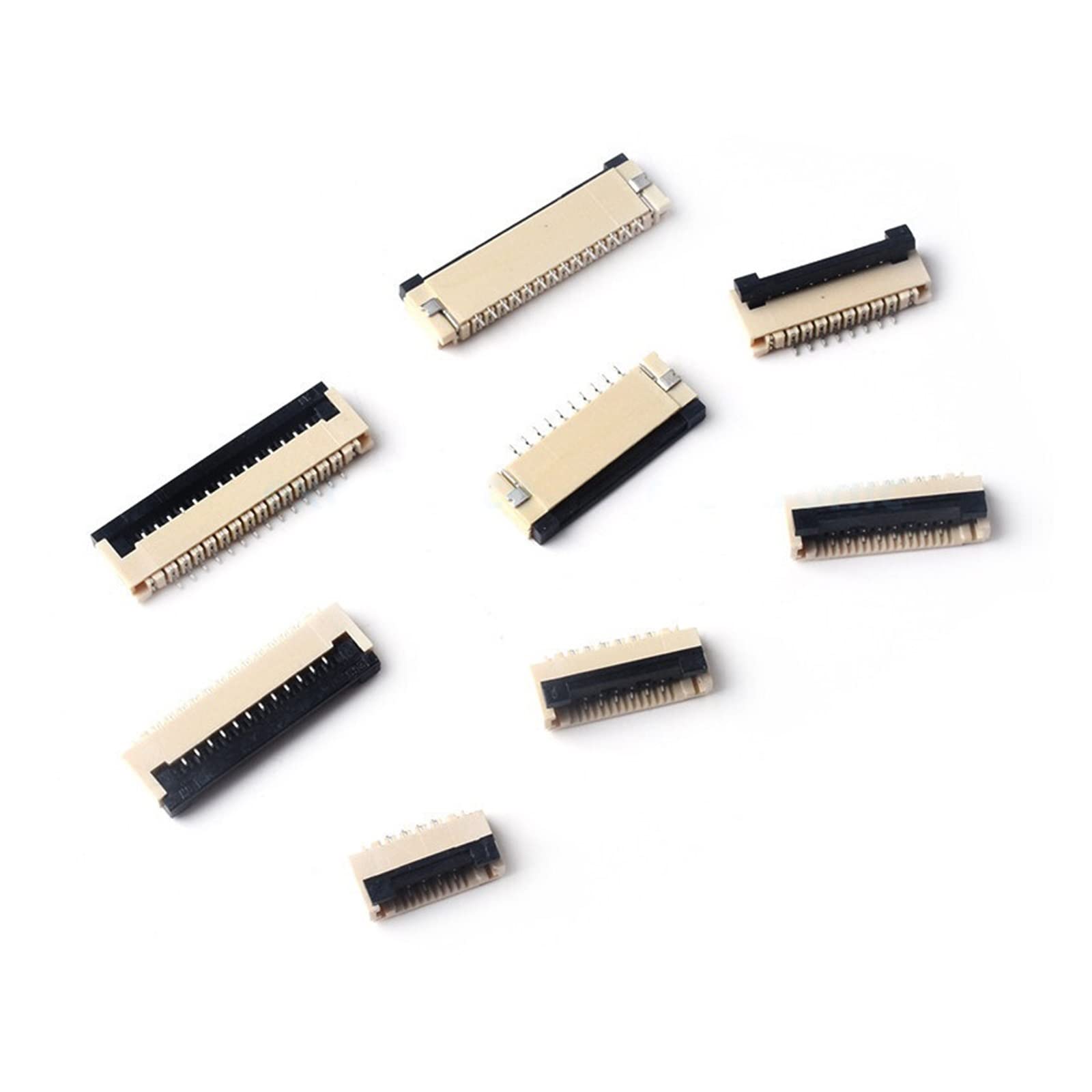 JUANZD 50pcs/box 1mm Pitch Under Clamshell Socket FPC FFC Flat Cable Connector 4P 6P 8P 10P 12P 14P 16P 20P 22P Kits