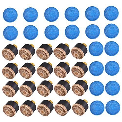 HONMEET 40Pcs Pool Tips Replaceable Leather Tips with Screws Single Durable Billiard Accessories for Beginners Pros