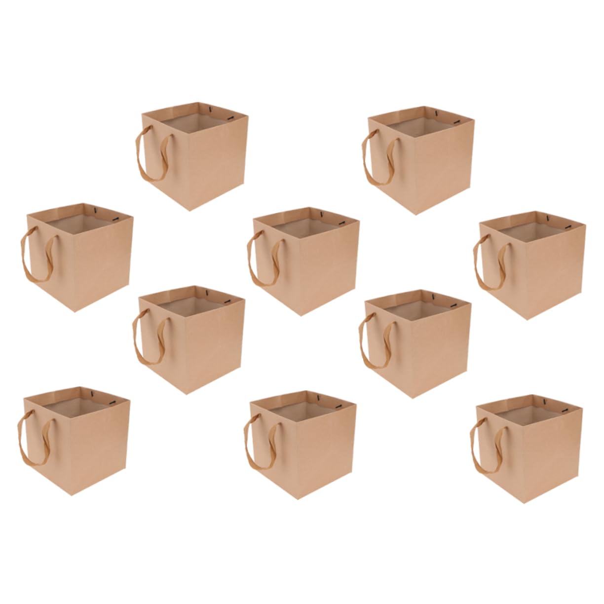 PRETYZOOM Bolsas de Papel Cuadradas con Asas 25x25x25 Cm para Flores Pasteles Bodas 10 Unidades