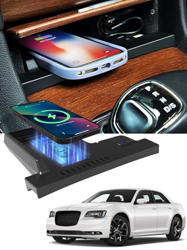 CarQiWireless Wireless Charger for Chrysler 300 2011 2012 2013 2014 2015 2016 2017 2018 2019 2020 2021 2022 2023 Accessories Center Console Wireless Charging Pad for Chrysler 300 Accessories