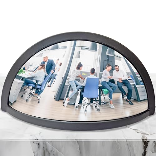Skywin Half Concave Mirror Cubicle Decorations 8.7×2×4.4 in, Multipurpose Cubicle Mirror, Desk Mirror to See Behind You, Aesthetic Office Cubicle Accessories, Office Cubicle Decor Organizer (Black)