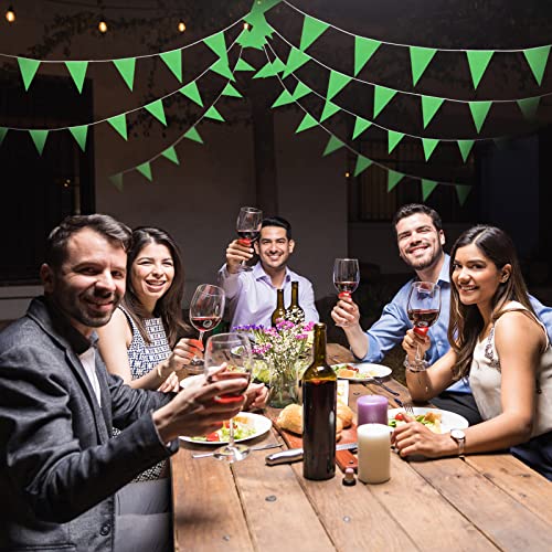 Image of Preboun 400 ft Solid Pennant Banner Flags 240 Pcs String Hanging DIY Triangle Bunting Bulk Garland for Grand Opening Carnival Birthday Party Decoration Outdoor(Green)