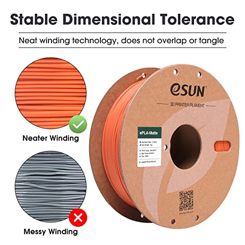 Image of eSUN Matte PLA Filament 1.75mm, Matte 3D Printer PLA Filament, 1KG Spool 3D Printing Filament for 3D Printers, Tangerine