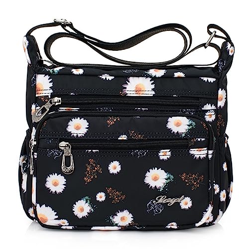 Image of Crossbody Bags for Women Multi Pocket Shoulder Bag Waterproof Nylon Messenger Purses and Handbags