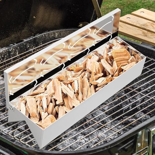 Caja ahumadora para parrilla, caja de ahumador resistente, accesorios de parrilla de acero inoxidable con práctica tapa de bisagra para una máxima producción de humos - imagen 3
