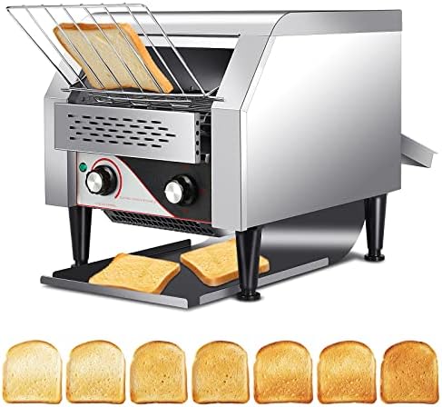 Commercial Conveyor Toaster 300PCS Per Hour Toasting Bread Bagels 110V Electric Countertop Belt Machine for Restaurant Home Bread Bagel Breakfast Food