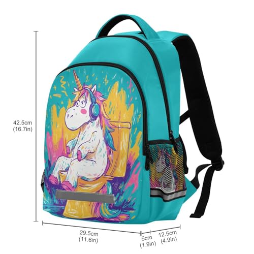 Kids Backpack for Boys Girls Funny Unicorn School Backpacks Elementary Bags Travel Daypack Lightweight Waterproof with Reflective Strip3
