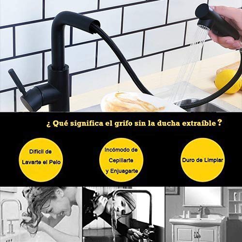Hapilife-Grifo-Cocina-Extraible-Negro-Multifuncional-Grifo-para-Fregadero-con-Doble-Chorros-Antical-Giratorio-Grifos-de-Cocina