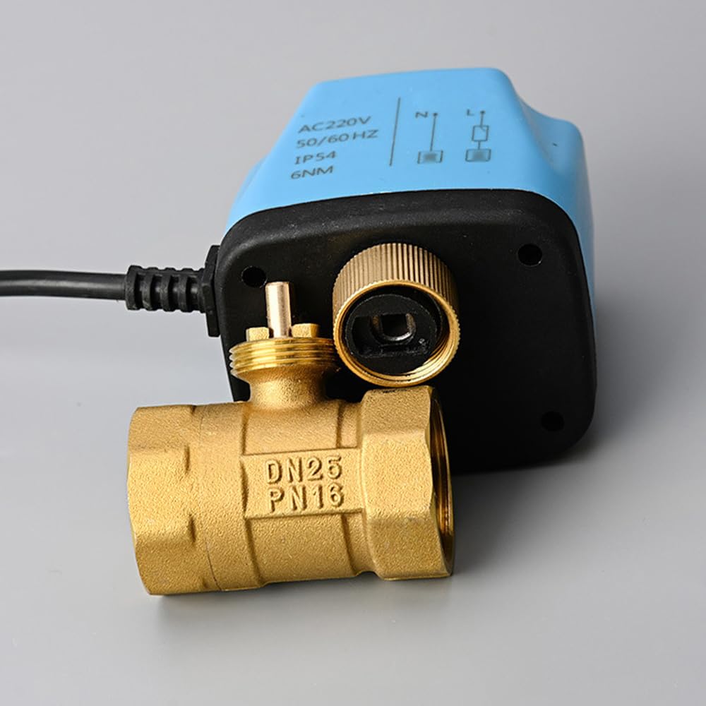 Valvola a sfera motorizzata AC220V, 2 fili, configurazione di ritorno automatico 1/2" DN15 in ottone valvola a sfera elettrica (normalmente aperta)