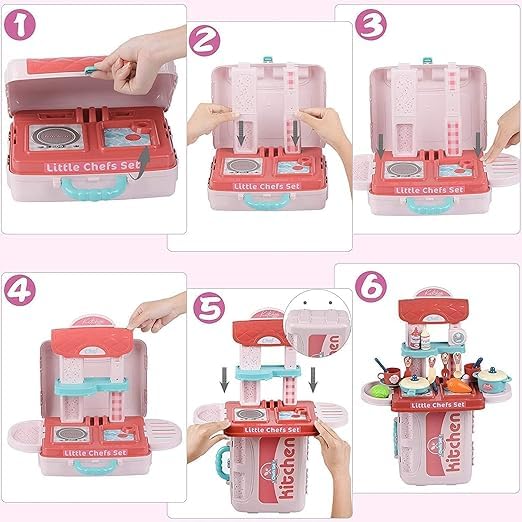 ASTECH INDIA Set Kitchen for Girls Toy with Cooking Utensils Combo Items, Little Chef Realistic Miniature Chefs Pretend Play/Role Play Home Game (Pack of 1) 1