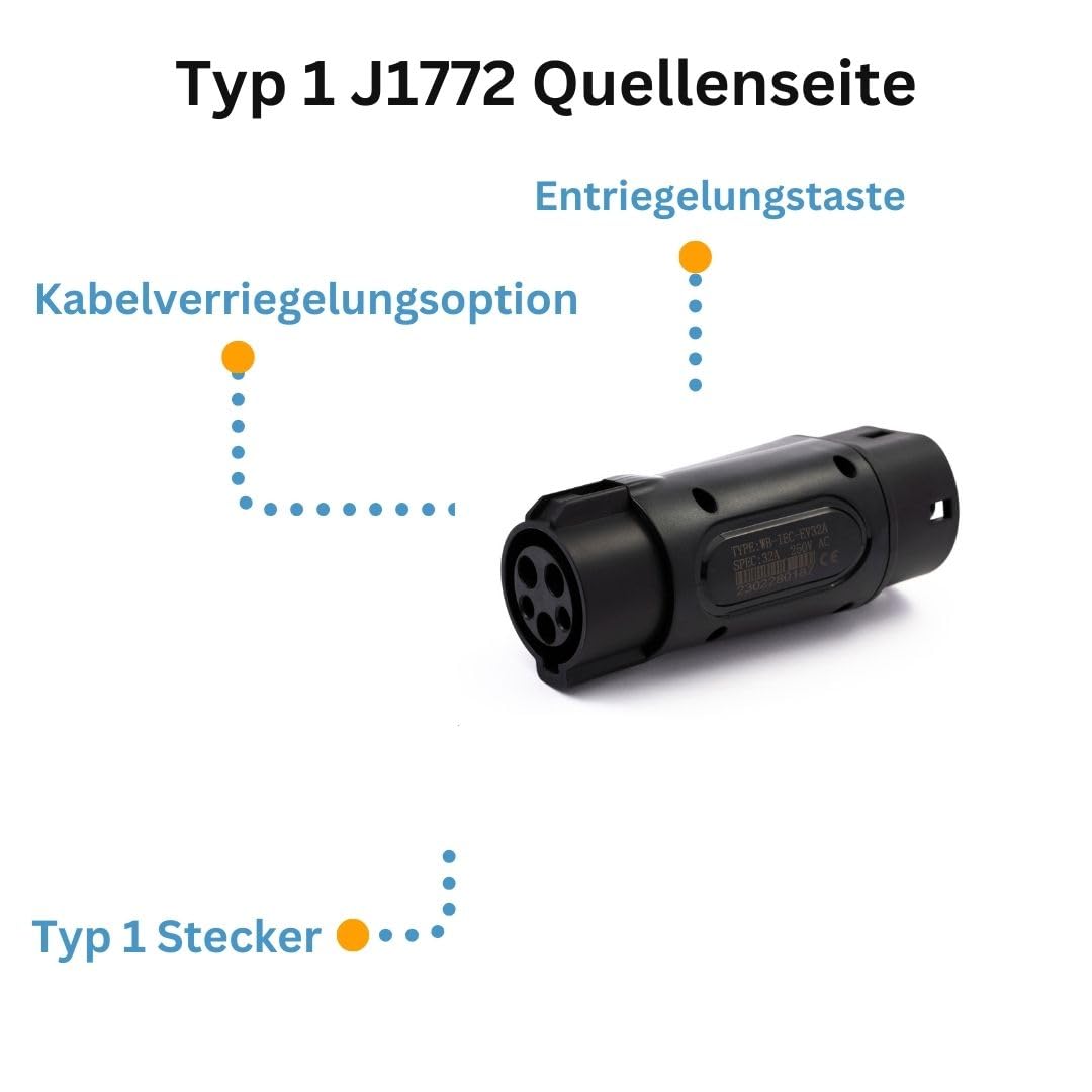 Adapter do ładowania typu 1 na typ 2 EV – konwerter do samochodów z wtyczką typu 2, IEC62196 rozwiązanie typu Plug and Play