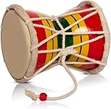 4 Inch Handmade Wooden Damru Drum – Traditional Indian Folk Percussion Instrument with Leather Heads, Decorative Musical Collectible for Home Decor, Meditation & Cultural Display