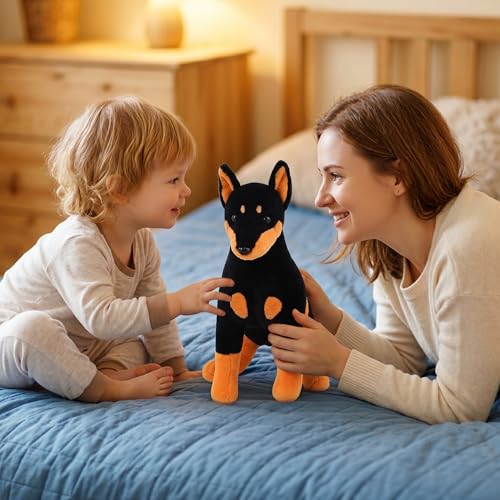KUKUShining Peluche Realiste Doberman, Chien en Peluche Doux Jouet Excellent pour Enfants et Collectionneurs Idéal pour la Décoration du Salon(40cm/15.7in) – vue 7