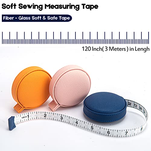 Mètre Ruban Souple Pour Mesures Corporelles - Lot De 3 | 200 Cm Double Face (cm/pouces), Rétraction Automatique, Idéal Couture Et Tour De Taille