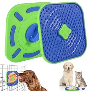 CyperGlory Interactive Licking Mat for Dog Crate,Feeder Pad, Boredom&Anxiety Relief, Peanut Butter & Yogurt Lick Plate, Safe Soft Treat Dog Training Gift (7.1 Inch Square)