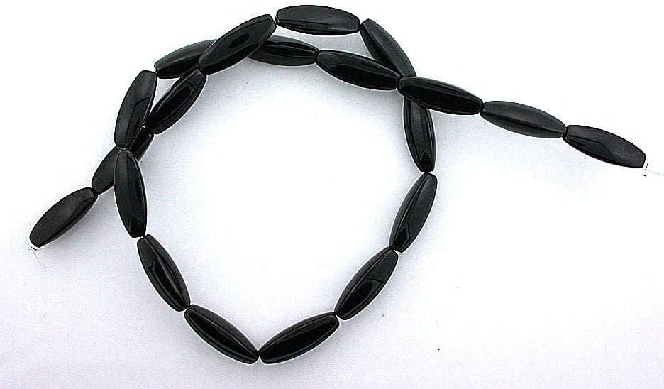 Miniatura 2 de Tubo de faceta lisa de 0.787 in x 0.295 in, cuentas de ónix negro, gemas de piedras preciosas de 15 pulgadas BSO55