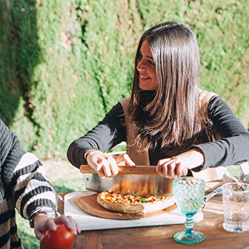 Ritual Life Pizza Stone For Oven And Grill With Wooden Pizza Peel Paddle & Pizza Cutter Set - Detachable Serving Handles - Bbq Grilling Accessories - Baking Supplies - 15 Inch X 12 Inch Large Stone #TOP3