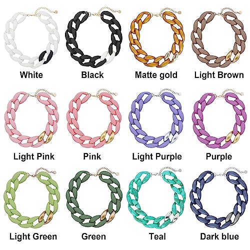 Firstmeet Statement Chunky Acrylic Chain Link Choker Necklace for Women2