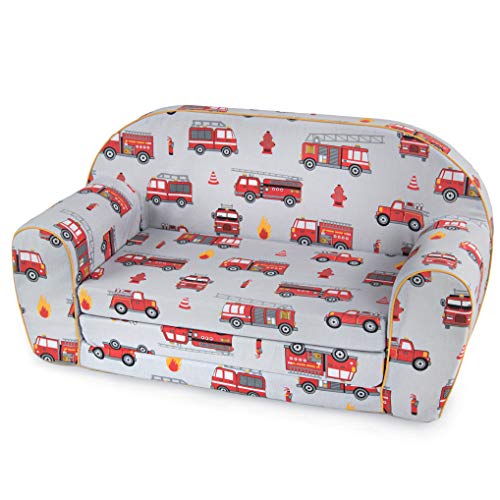 MuseHouse Canapé Enfants Sofa-Light Enfants | Enfant dans Le Fond Pliable Canapé 2 en 1 et lit | 0-4 Ans (LittleFireman) Cover