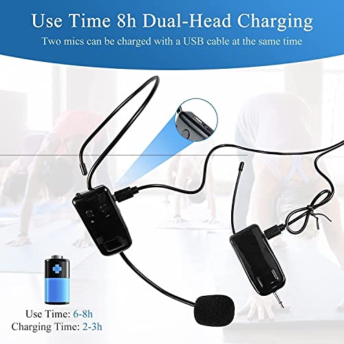 Huacam Wireless Microphone Headset, Long Range Wireless Headset Mic, 165Ft Range, 2.4 G Wireless Microphone 2 In 1, Compatible With Voice Amplifier, Camera Recording, Pa System #TOP3