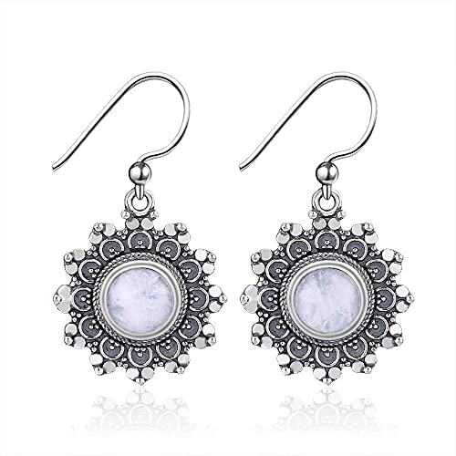 Boucles d'oreilles Pierre de Lune Fleur bijoux pierres précieuses mariage