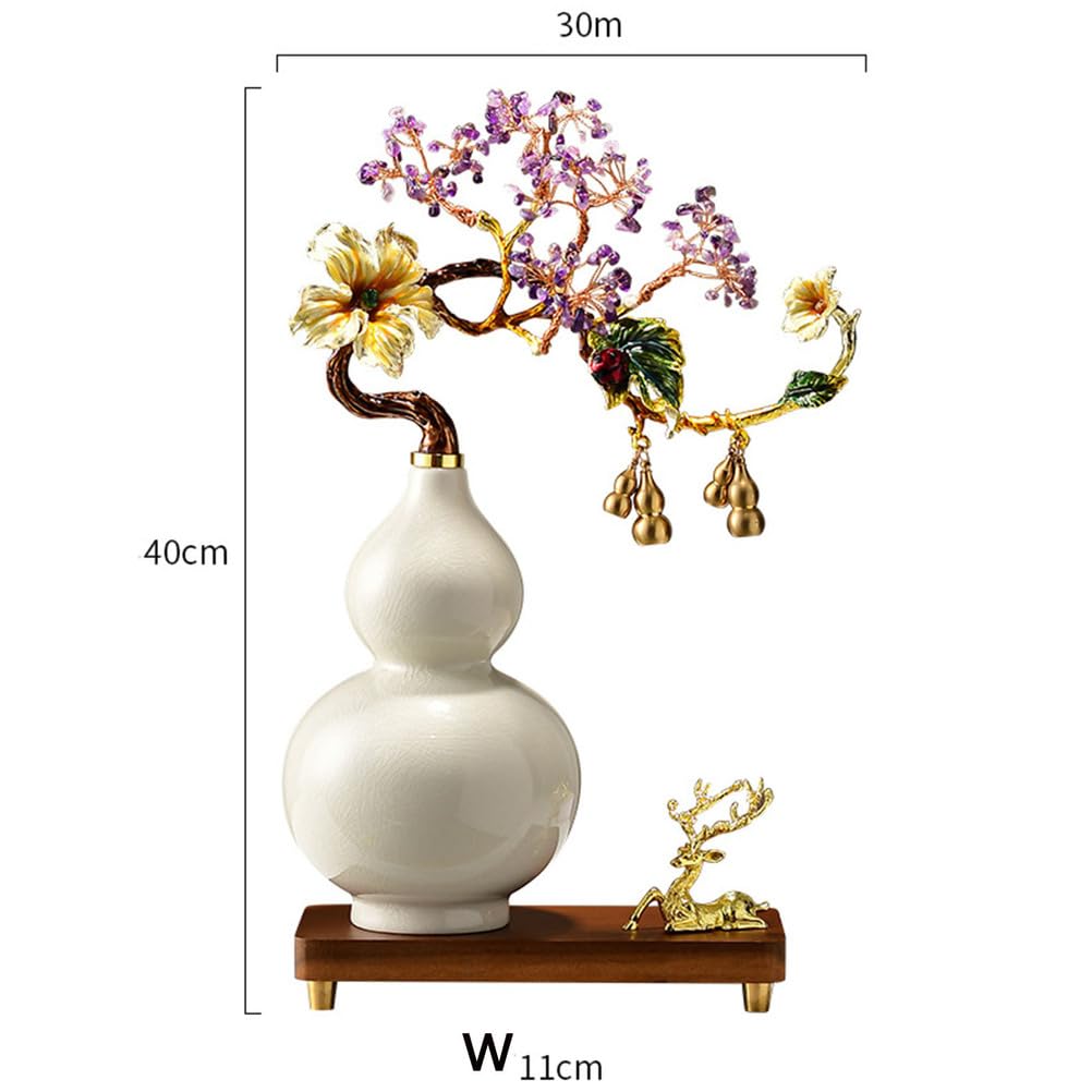 Feng Shui Tykwa, Ceramiczne Hu Lu Chińskie Powodzenia Dyniowata Mała Tykwa Ozdoby Posąg Skarbów Kolekcjonerskie Bezpieczeństwo Zdrowie Bogactwo Sukces Tykwa,White