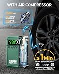 YESPER 7-in-1 Démarreur de saut de batterie de voiture avec 150PSI Air Compresseur(8L Gas/6L Diesel), 2000A 12V Booster de voiture, chargeur portable de batterie boîte de saut avec des câbles de Jumper, LCD Affichage, LED Lumières