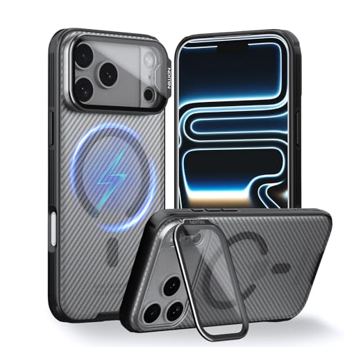 Nillkin Magnética Funda para iPhone 17 Pro (6.3', 2025), CamShield Prop Protector Resistente a Golpes y Arañazos con Tapa Trasera Transparente para Cámara, Compatible con iPhone 17 Pro 5G - Negro