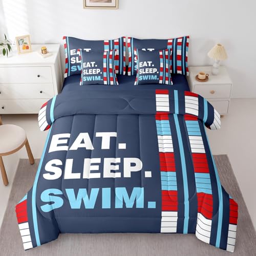 Image of Feelyou Kids Swimmer Bedding Set Full Size 7 Piece for Boys Girls Teens