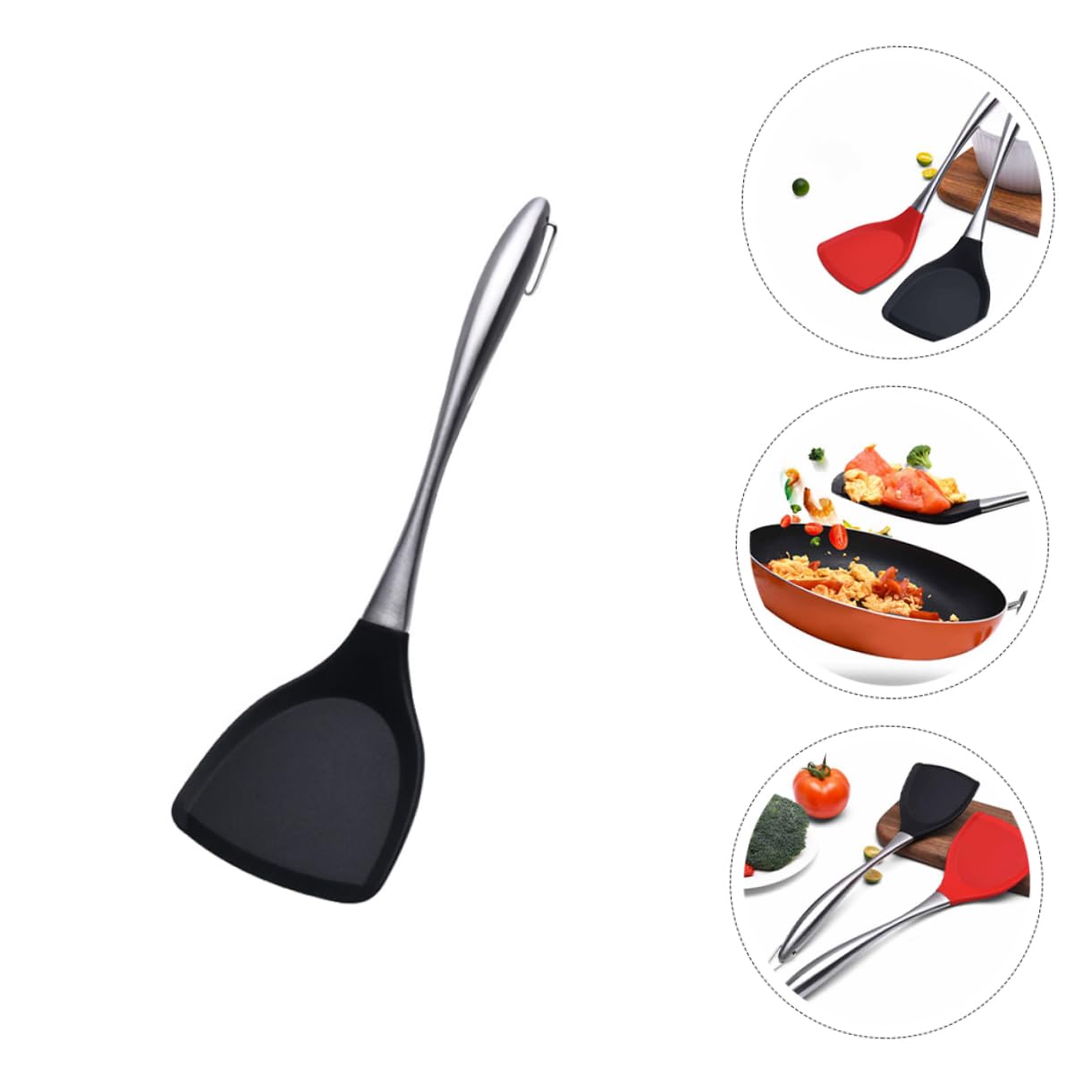 3stücke Silikon Pfannenwender Mit Edelstahlgriff Hitzebeständiger Antihaftbeschichteter Küchenspatel Für Wenden Von Pfannkuchen Und Rührei Für Zuhause Und Gastronomie