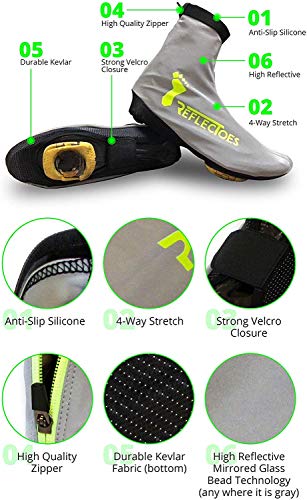 Reflectoes Full Reflective Winter Cycling Shoe Covers For Cycling - Version 2V - Waterproof, Windproof Overshoes With 4-Way Stretch Material, Rear Velcro & Biomotion Technology - For Men & Women(Xxl) #TOP1